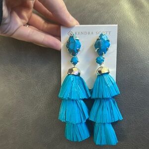 Kendra Scott Raffia Blue Statement Earrings